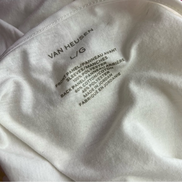 Van Heusen floral tshirt blouse white yellow green flowers flowy cute garden - Picture 5 of 7